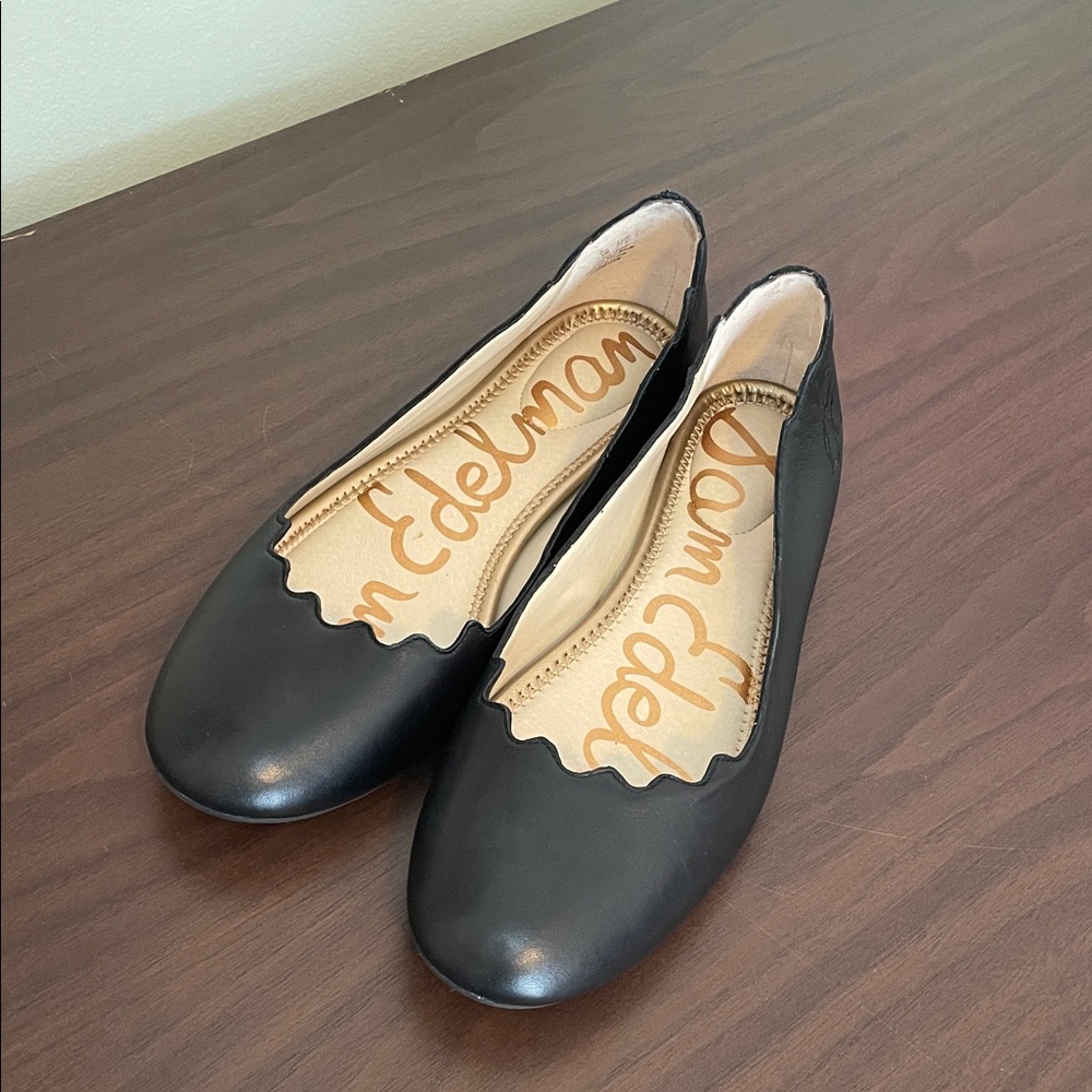 Sam Edelman Scalloped Black Flats